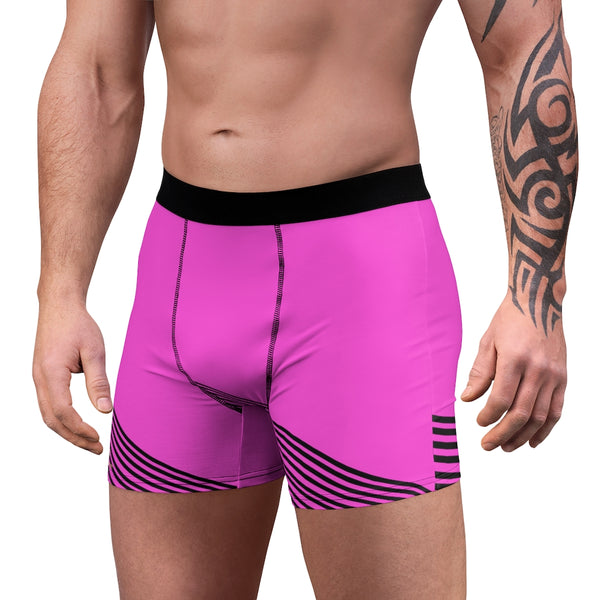 Pink Striped Men's Boxer Briefs, Diagonal Stripe Print Premium Quality Underwear For Men-All Over Prints-Printify-Heidi Kimura Art LLC
