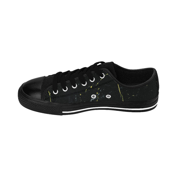 Cool Black Marble Print Men's Best Designer Low Top Tennis Shoes Sneakers (US Size: 6-14)-Men's Low Top Sneakers-Heidi Kimura Art LLC