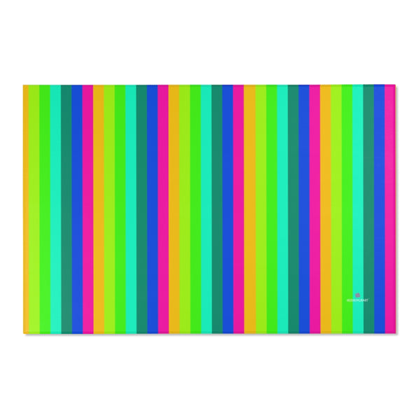 Rainbow Striped Area Rugs, Colorful Gay Pride Print Designer 24x36, 36x60, 48x72 inches Area Rugs