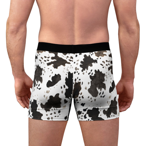 Classic Cow Men's Underwear, Cow Farm Animal Print Fetish Print Designer Fashion Underwear For Sexy Gay Men, Men's Gay Fetish Party Erotic Boxer Briefs Elastic Underwear (US Size: XS-3XL)