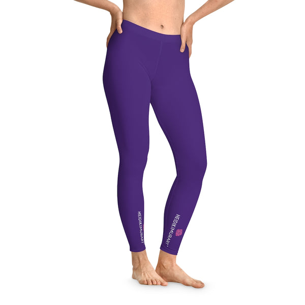 Dark Purple Solid Color Tights, Purple Solid Color Designer Comfy Women's Stretchy Leggings- Made in USA