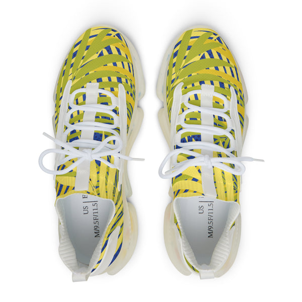 Yellow Palm Leaves Men's Shoes, Yellow Blue Palm Tropical Leaves Print Best Comfy Men's Mesh-Knit Designer Premium Laced Up Breathable Comfy Sports Sneakers Shoes (US Size: 5-12) Mesh Athletic&nbsp;Shoes, Mens Mesh Shoes,&nbsp;Mesh Shoes Men,&nbsp;Men's Classic Low Top Mesh Sneaker, Men's Breathable Mesh Shoes, Mesh Sneakers Casual Shoes&nbsp;