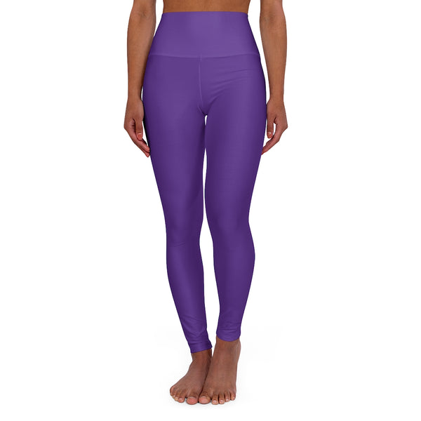 Dark Purple Workout Gym Tights, High Waisted Yoga Leggings, Solid Color Long Women Yoga Tights-All Over Prints-Printify-Heidi Kimura Art LLC