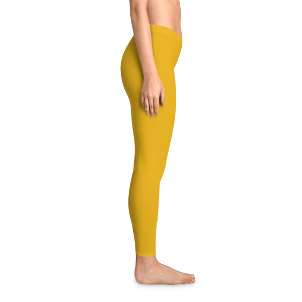 Yellow Solid Color Tights, Yellow Solid Color Designer Comfy Women's Stretchy Leggings- Made in USA