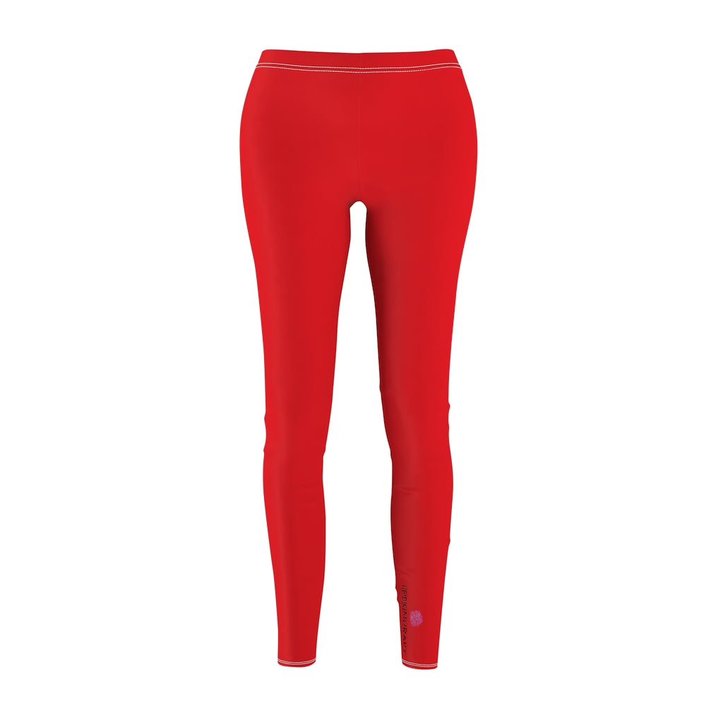 Bright Red Color Casual Leggings