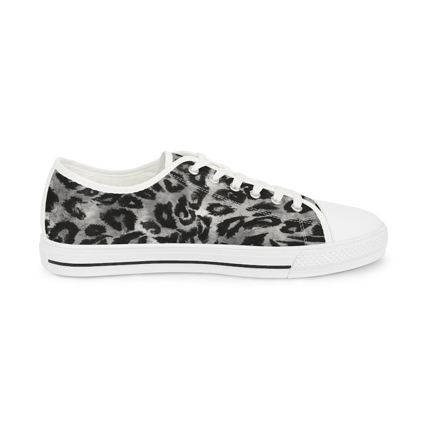 Grey Leopard Men's Tennis Shoes, Animal Print Leopard Animal Print Best Breathable Designer Men's Low Top Canvas Fashion Sneakers With Durable Rubber Outsoles and Shock-Absorbing Layer and Memory Foam Insoles (US Size: 5-14)