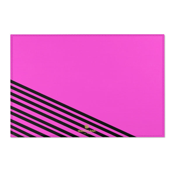 Pink Black Stripe Print Designer 24x36, 36x60, 48x72 inches Area Rugs - Printed in USA-Area Rug-36" x 24"-Heidi Kimura Art LLC