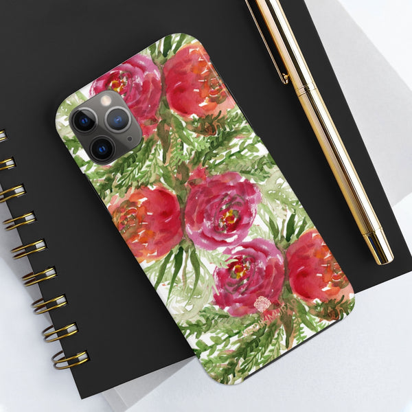 Red Orange Floral Print Phone Case, Flower Case Mate Tough Phone Cases-Made in USA - Heidikimurart Limited 