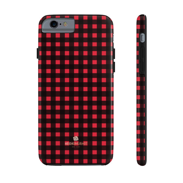 Buffalo Red Plaid Phone Case, Flannel Print Case Mate Tough Phone Cases-Made in USA - Heidikimurart Limited 