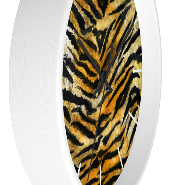Stylish Tiger Stripe Faux Fur Pattern Animal Print 10" Diameter Wall Clock - Made in USA-Wall Clock-Heidi Kimura Art LLC