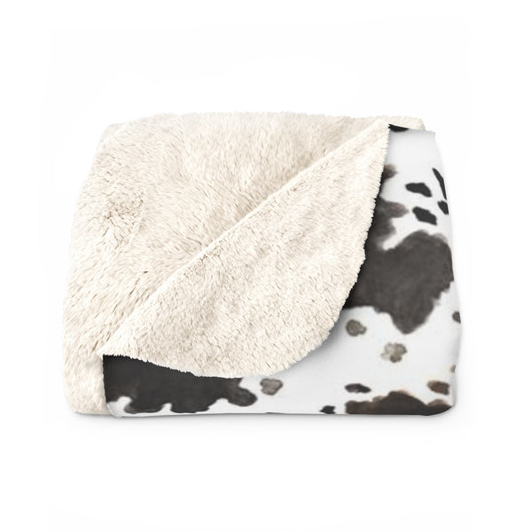 Farm Cow Print Animal Print Designer Cozy Sherpa Fleece Blanket-Made in USA-Blanket-Heidi Kimura Art LLC