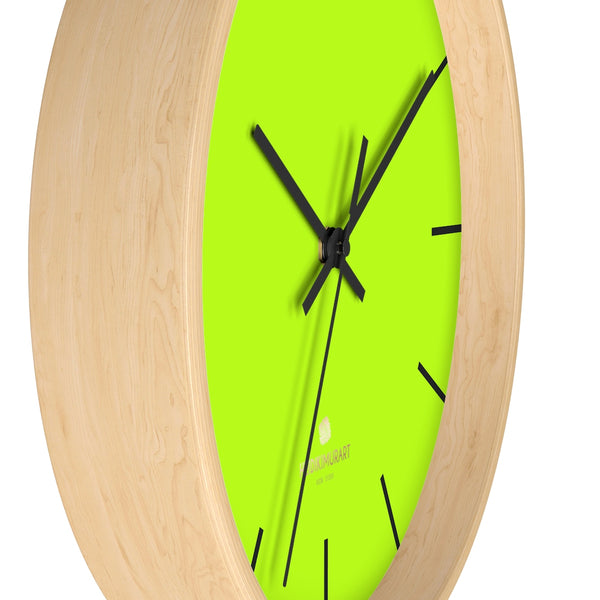 Neon Green Solid Color Plain Fancy Modern 10" Diameter Wall Clock- Made in USA-Wall Clock-Heidi Kimura Art LLC