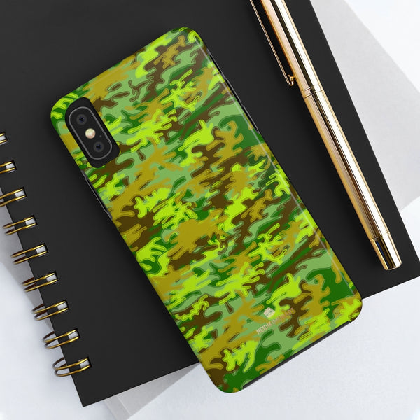Cool Green Camo iPhone Case, Case Mate Tough Samsung Galaxy Phone Cases-Phone Case-Printify-Heidi Kimura Art LLC Cool Green Camo iPhone Case, Camouflage Army Military Print Sexy Modern Designer Case Mate Tough Phone Case For iPhones and Samsung Galaxy Devices-Printed in USA