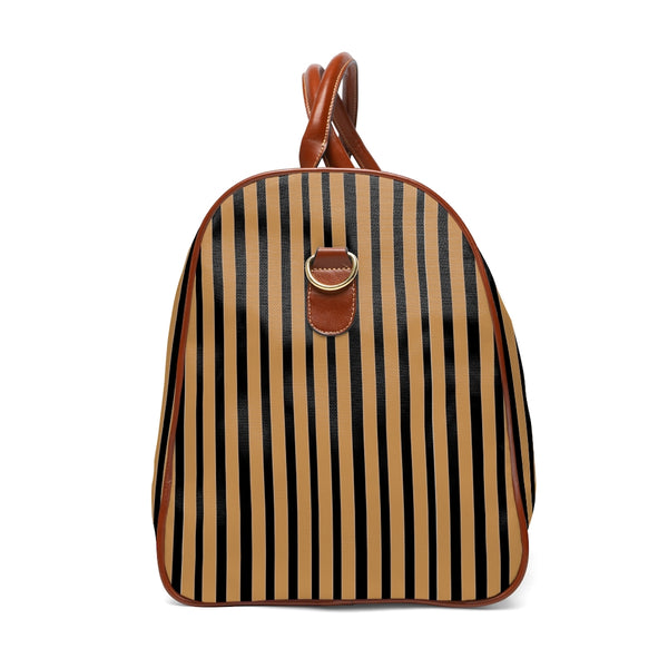 Brown Stripes Waterproof Travel Bag