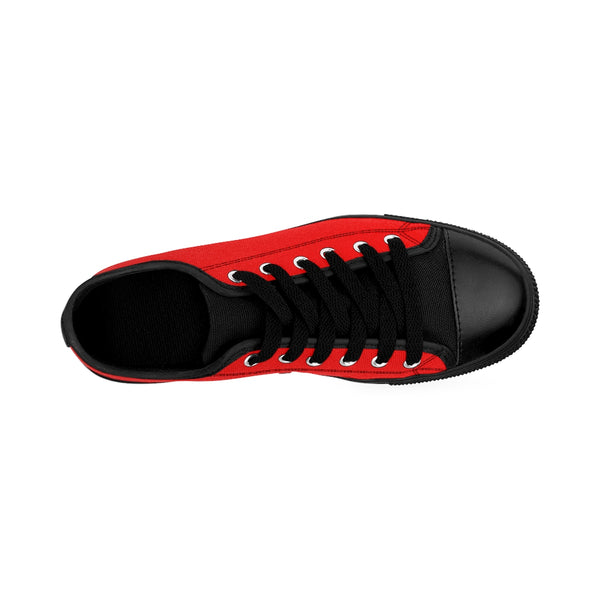 Red Hot Sun Solid Color Designer Men's Running Fashion Sneakers Low Top Shoes-Men's Low Top Sneakers-Heidi Kimura Art LLC