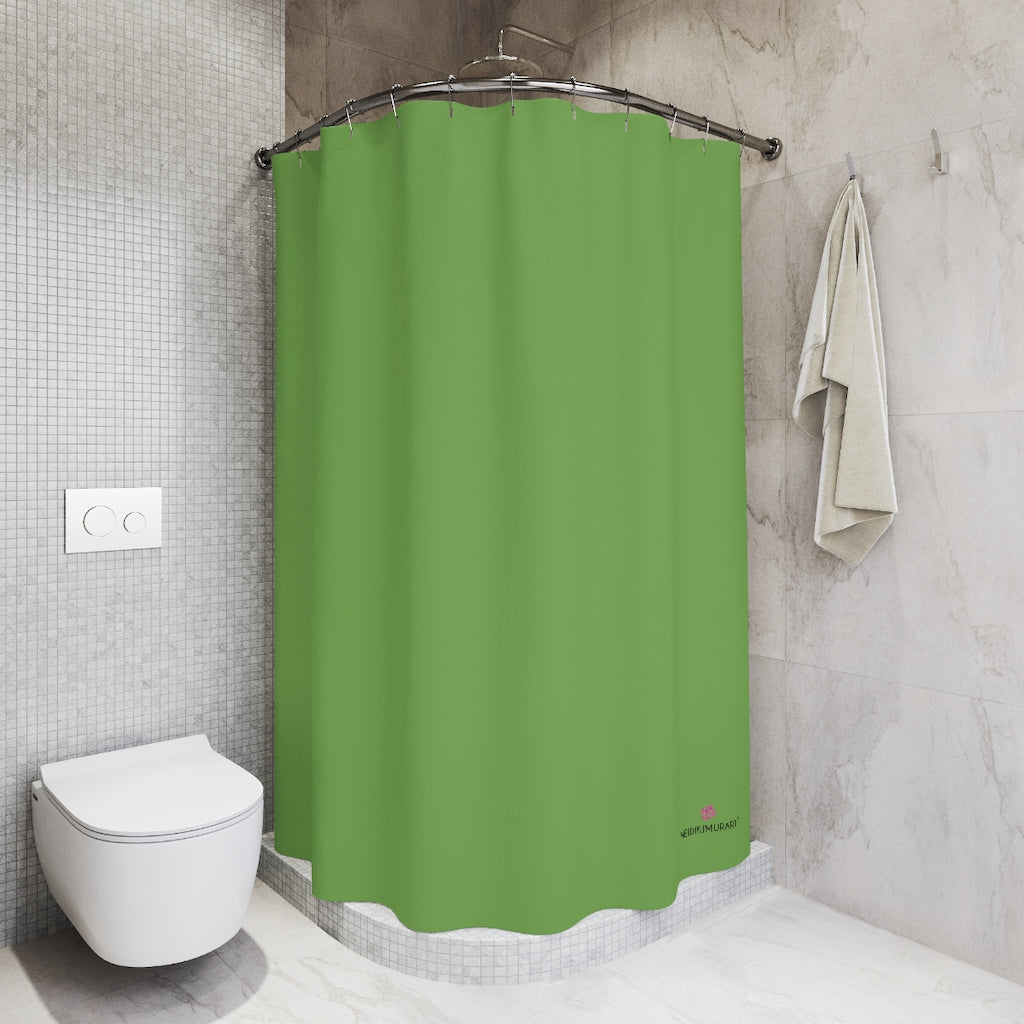 Light Green Polyester Shower Curtain, Modern Minimalist Solid Color Print 71" × 74" Modern Kids or Adults Colorful Best Premium Quality American Style One-Sided Luxury Durable Stylish Unique Interior Bathroom Shower Curtains - Printed in USA