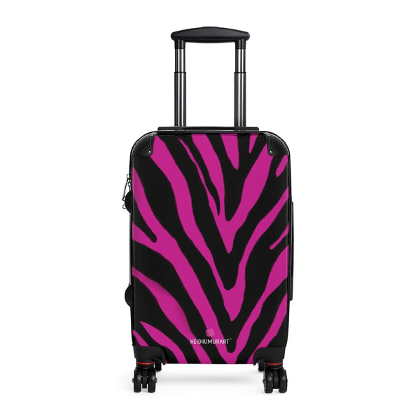 Hot Pink Zebra Print Suitcases, Zebra Striped Animal Print Designer Suitcase Luggage (Small, Medium, Large)