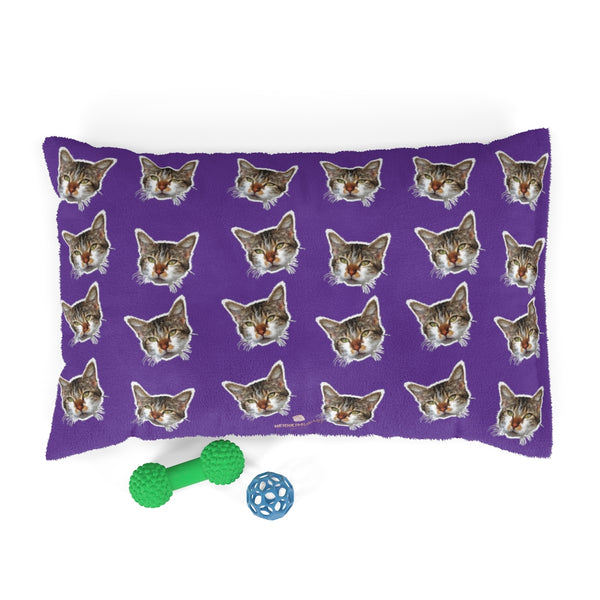 Purple Cat Pet Bed, Solid Color Machine-Washable Pet Pillow With Zippers-Printed in USA-Pets-Printify-28x18-Heidi Kimura Art LLC