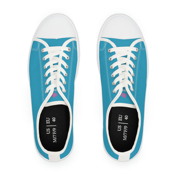 Turquoise Blue Color Ladies' Sneakers, Best Solid Color Designer Women's Low Top Sneakers