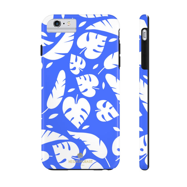 Blue White Modern Tropical Leaf Print Designer Case Mate Tough Phone Case-Made in USA - Heidikimurart Limited 