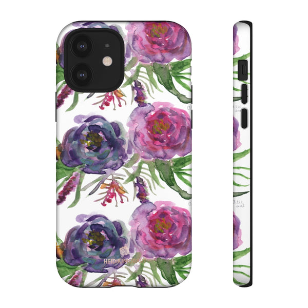 Pink Floral Print Phone Case, Roses Tough Designer Phone Case -Made in USA-Phone Case-Printify-iPhone 12-Matte-Heidi Kimura Art LLC