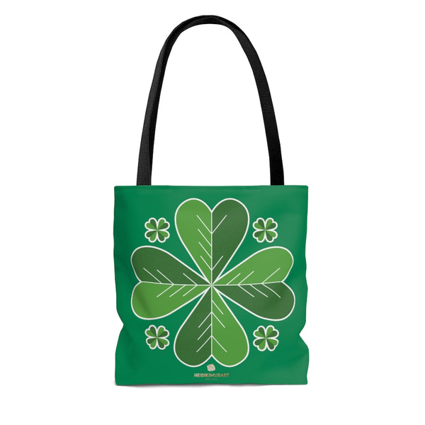 Lucky Dark Green Irish Green Clover Leaf St. Patrick's Day Print Tote Bag- Made in USA-Tote Bag-Heidi Kimura Art LLC