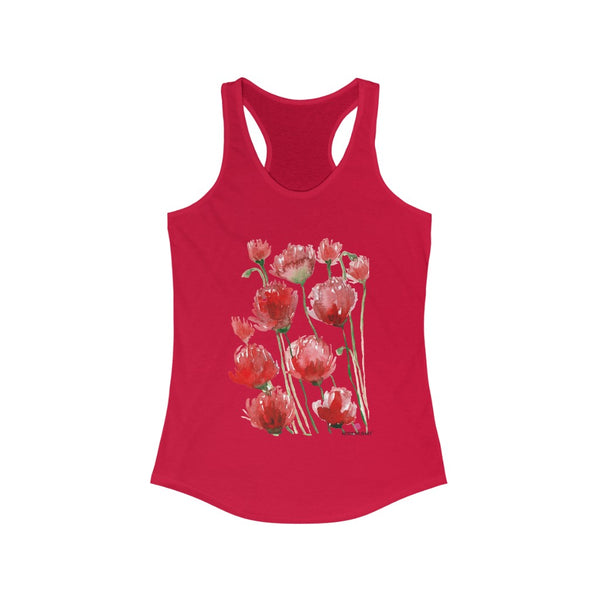 Cute Red Poppy Tank Top, Best Women's Ideal Racerback Tank - Heidikimurart Limited 