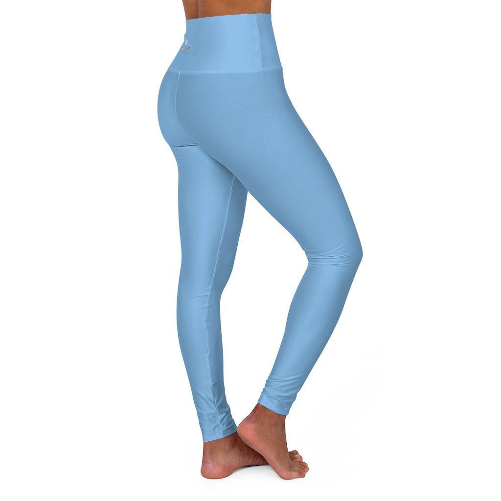 Light Blue Workout Pants, High Waisted Yoga Leggings, Solid Color Long Women Yoga Tights-All Over Prints-Printify-XL-Heidi Kimura Art LLC