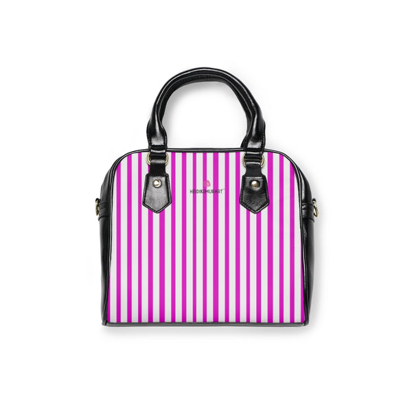 Pink Striped Shoulder Handbag