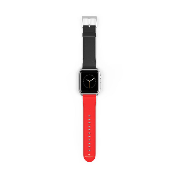 Hot Red Black Dual Solid Color 38 mm/42 mm Watch Band For Apple Watch- Made in USA-Watch Band-Heidi Kimura Art LLC