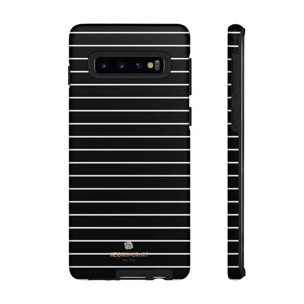 Black White Striped Tough Cases, Designer Phone Case-Made in USA-Phone Case-Printify-Samsung Galaxy S10-Matte-Heidi Kimura Art LLC