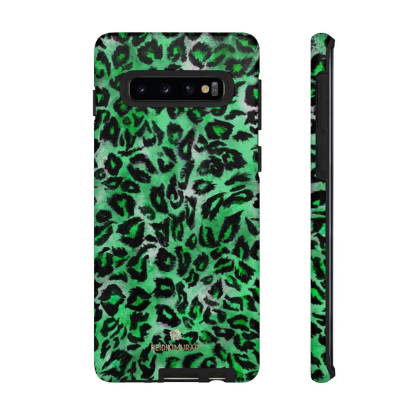 Green Leopard Phone Case, Animal Print Tough Designer Phone Case -Made in USA-Phone Case-Printify-Samsung Galaxy S10-Matte-Heidi Kimura Art LLC