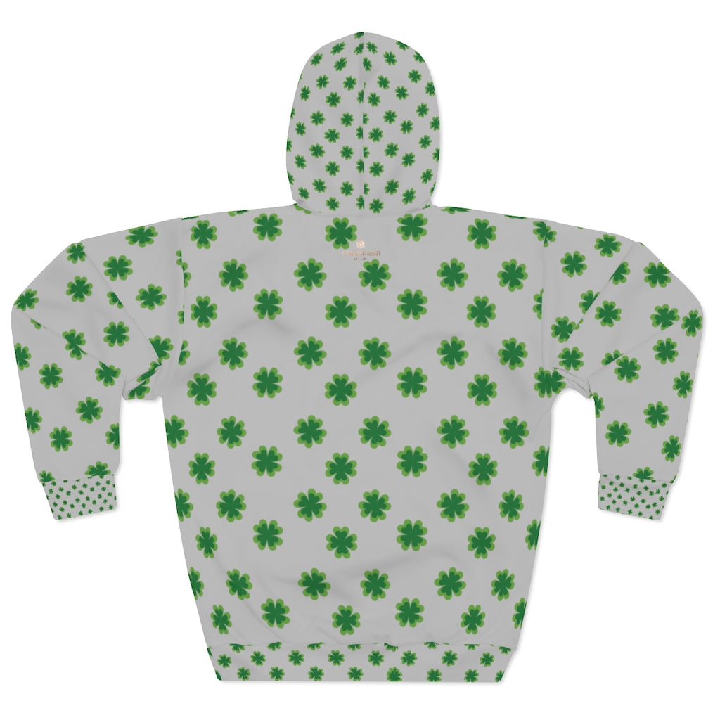 Light Gray Green Clover St. Patrick's Day Unisex Pullover Hoodie For Men/Women- Made in USA-Unisex Hoodie-2XL-Heidi Kimura Art LLC