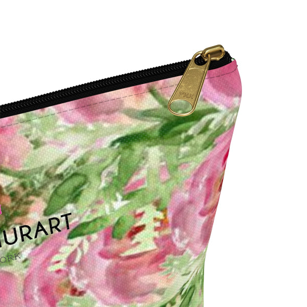 Pink Spokane Sweet Pink Rose Floral Designer Accessory Pouch with T-bottom-Accessory Pouch-Heidi Kimura Art LLC