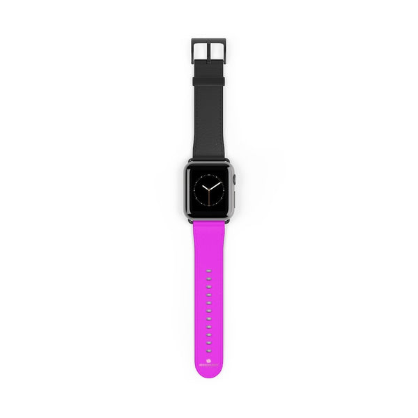 Black Hot Pink Duo Solid Color 38mm/42mm Watch Band For Apple Watch- Made in USA-Watch Band-38 mm-Black Matte-Heidi Kimura Art LLC