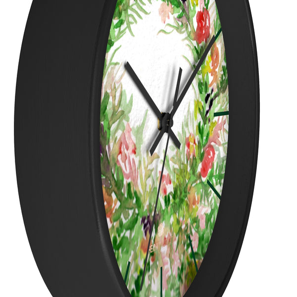 Sweet Colorful Spring Floral Print Designer 10 in. Dia. Indoor Wall Clock- Made in USA-Wall Clock-Heidi Kimura Art LLC