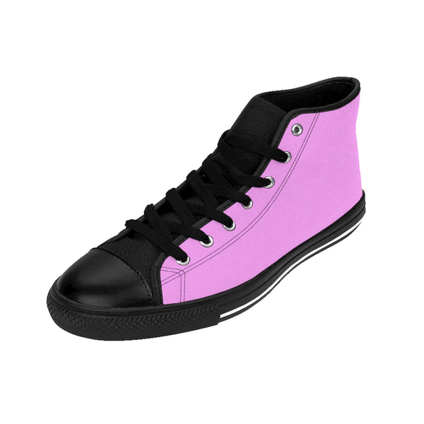Pink Men's High Tops Shoes, Pink Solid Color Men's High-Top Fashion Sneakers Shoes-Men's High Top Sneakers-Heidi Kimura Art LLC