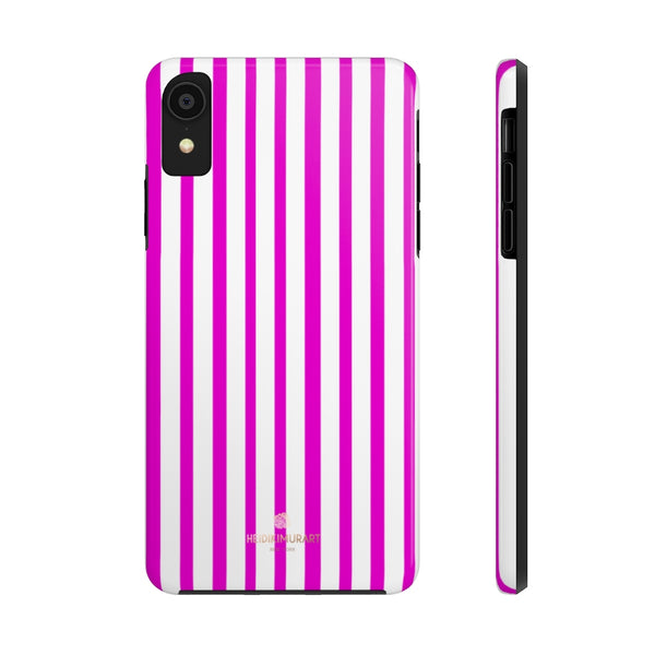 Pink Striped iPhone Case, Designer Case Mate Tough Samsung Galaxy Phone Cases-Phone Case-Printify-iPhone XR-Heidi Kimura Art LLC