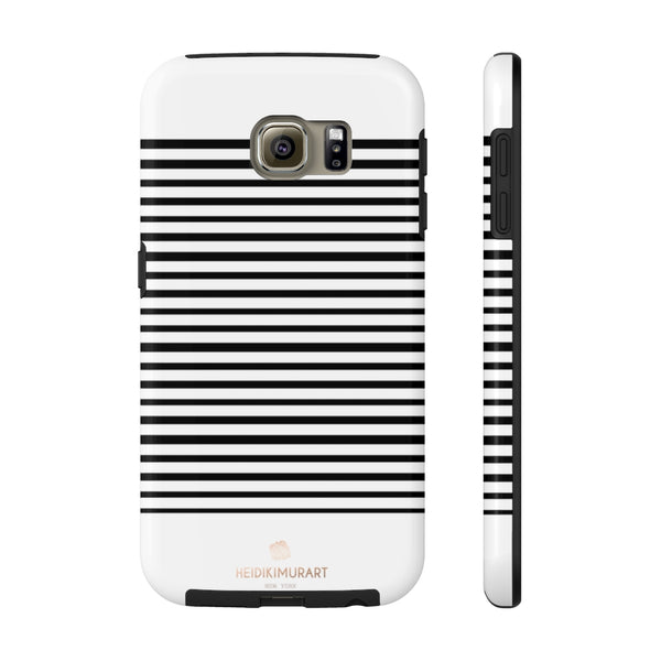 Black White Striped iPhone Case, Case Mate Tough Samsung Galaxy Phone Cases-Phone Case-Printify-Samsung Galaxy S6 Tough-Heidi Kimura Art LLC