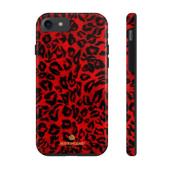 Red Leopard Print Phone Case, Animal Print Case Mate Tough Phone Cases-Made in USA - Heidikimurart Limited 