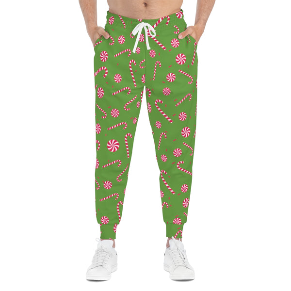 Christmas Winter Unisex Athletic Joggers, Light Green Joggers For Men or Women