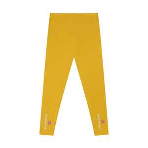 Yellow Solid Color Tights, Yellow Solid Color Designer Comfy Women's Fancy Dressy Cut &amp; Sew Casual Leggings - Made in USA (US Size: XS-2XL)&nbsp;Casual Leggings For Women For Sale, Fashion Leggings, Leggings Plus Size, Mid-Waist Fit Tights&nbsp;