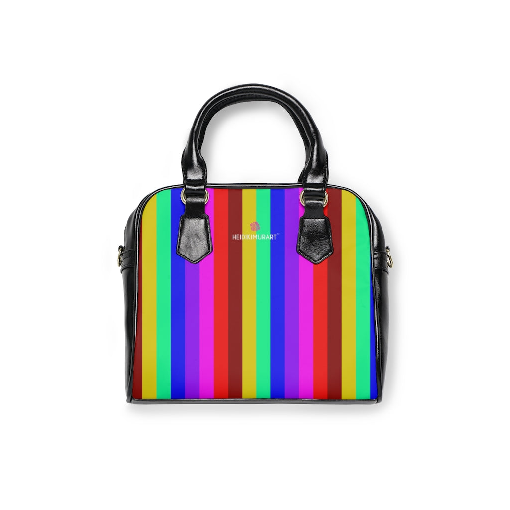 Rainbow Striped Print Shoulder Handbag