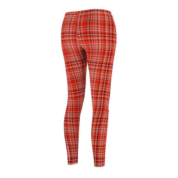 Red Plaid Print Casual Leggings