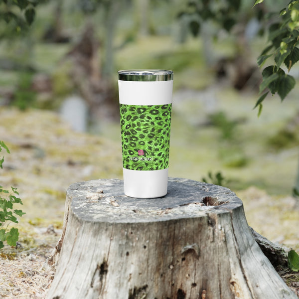 Green Leopard Print Tumbler, Copper Vacuum Insulated Tumbler, 22oz