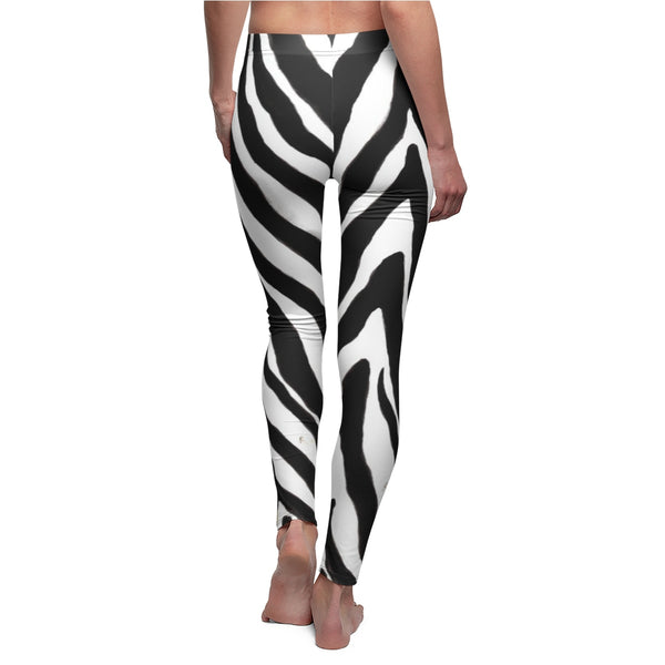 Women's Designer Zebra Stripe Animal Print Skinny Fit Casual Leggings - Made in USA-Casual Leggings-Heidi Kimura Art LLC Women's Zebra Casual Leggings, Women's Designer Zebra Stripe Animal Print Skinny Fit Casual Leggings (US Size: XS-2XL) Plus Size Available, Made in USA