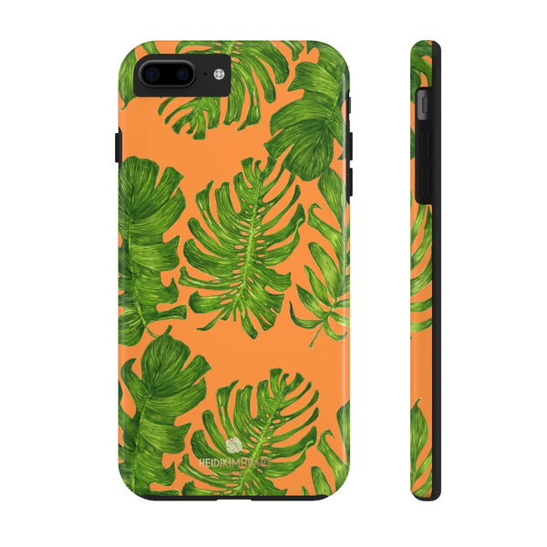 Orange Green Tropical Leaf iPhone Case, Case Mate Tough Samsung Galaxy Phone Cases-Phone Case-Printify-iPhone 7 Plus, iPhone 8 Plus Tough-Heidi Kimura Art LLC