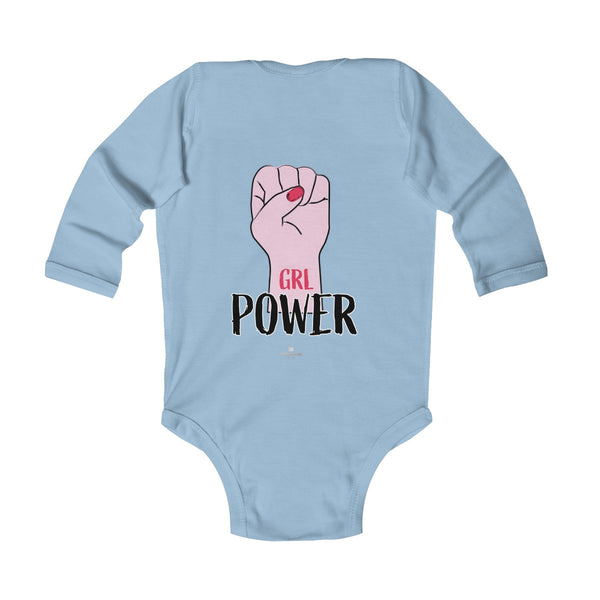 Girl Power Baby Girls Premium Infant Kids Long Sleeve Bodysuit Clothes - Made in USA-Infant Long Sleeve Bodysuit-Heidi Kimura Art LLC