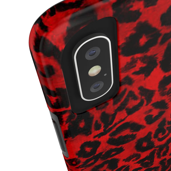 Red Leopard Print Phone Case, Animal Print Case Mate Tough Phone Cases-Made in USA - Heidikimurart Limited 