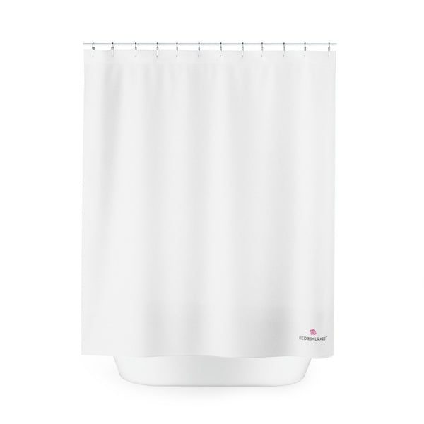 White Color Polyester Shower Curtain, Modern Minimalist Solid Color Print 71" × 74" Modern Kids or Adults Colorful Best Premium Quality American Style One-Sided Luxury Durable Stylish Unique Interior Bathroom Shower Curtains - Printed in USA